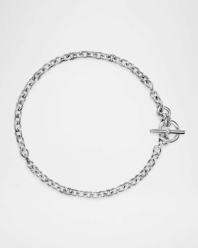 Mercer Single Row Toggle Necklace with Diamonds in Silver, 5mm